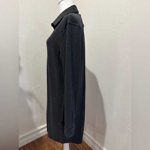 Quince Stretch Sweater Fleece Shirt Dress - Picture 2 of 6